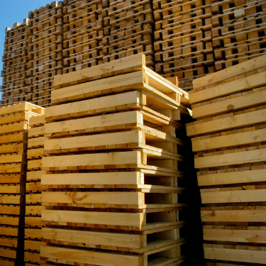 new wood pallets stacked