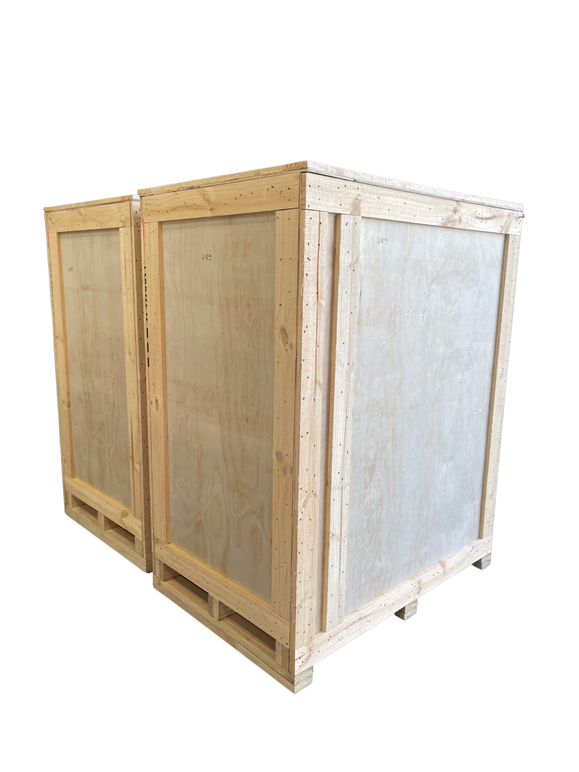 2 plywood cases inside Melbourne warehouse